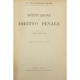 Istituzioni di diritto penale. Parte speciale