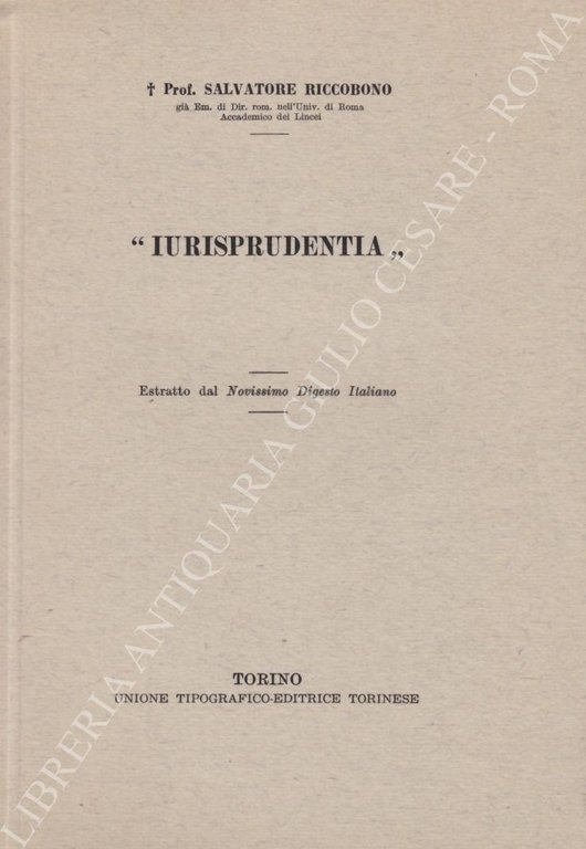 "Iurisprudentia". Estratto dal Novissimo Digesto Italiano | Immagine Gallery 2