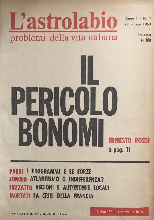 L'Astrolabio. Problemi della vita quotidiana. Mensile fondato da Ferruccio Parri … | Immagine Gallery 2