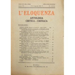 L'eloquenza. Antologia, critica, cronaca. Anno VI - 1916