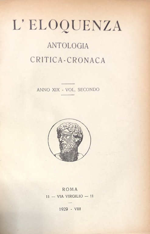 L'eloquenza. Antologia, critica, cronaca. Anno XIX - 1929 | Immagine Gallery 2