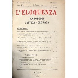 L'eloquenza. Antologia, critica, cronaca. Anno XVI - 1926