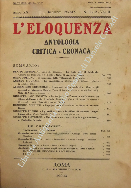 L'eloquenza. Antologia, critica, cronaca. Anno XX - 1930 | Immagine Gallery 2