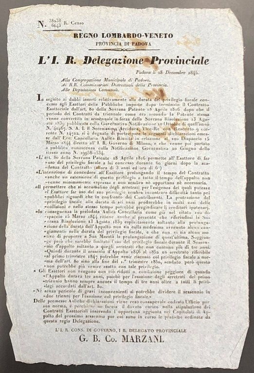 L'I. R. Delegazione Provinciale. Norme per regolamentare i privilegi fiscali … | Immagine Gallery 2