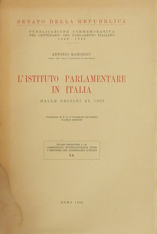 L'istituto parlamentare in Italia dalle origini al 1500. Prefazione di … | Immagine Gallery 2