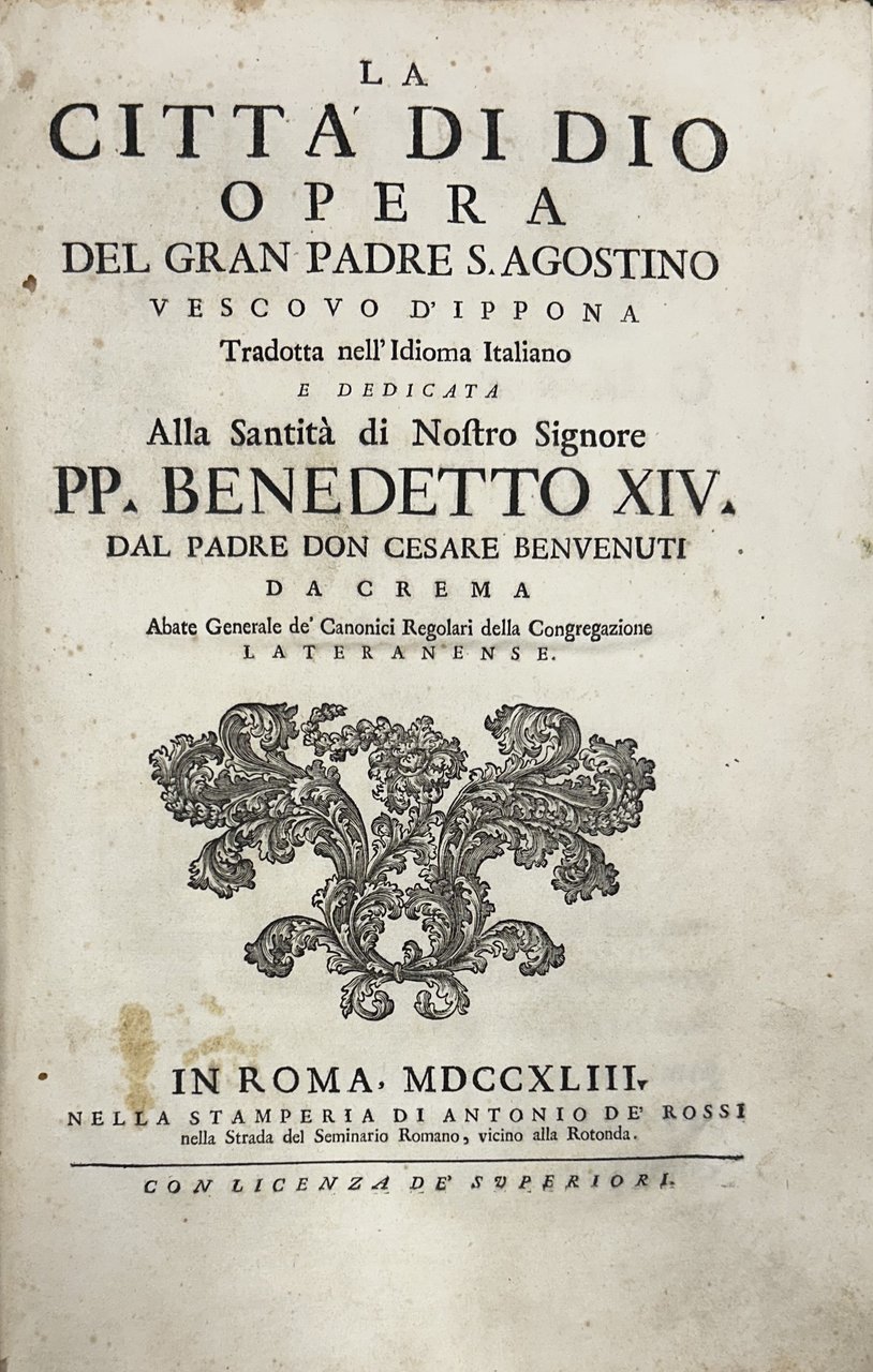 La Citta' di Dio opera del grande Padre S. Agostino … | Immagine principale