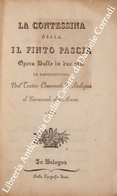 La Contessina ossia Il Finto Pascià. Opera buffa in due … | Immagine Gallery 2