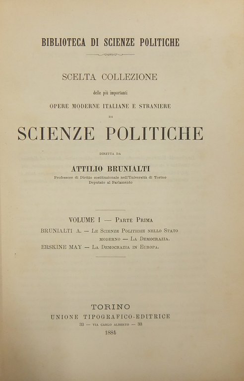 La democrazia in Europa. Con introduzione di Attilio Brunialti: “Le … | Immagine Gallery 2
