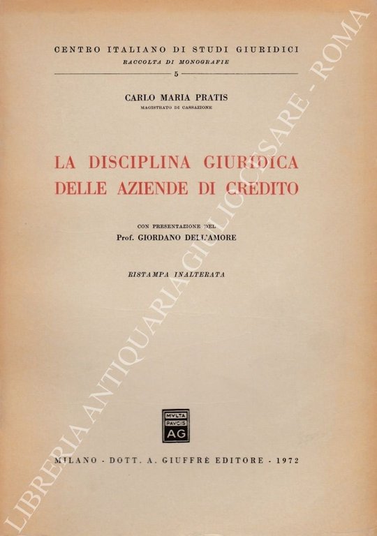 La disciplina giuridica delle aziende di credito. Con presentazione del … | Immagine Gallery 2