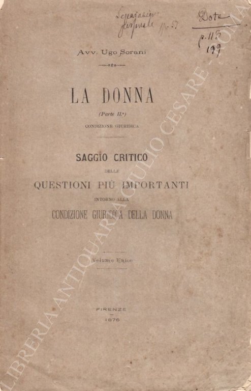 La donna (parte II) condizione giuridica. Saggio critico delle questioni … | Immagine Gallery 2