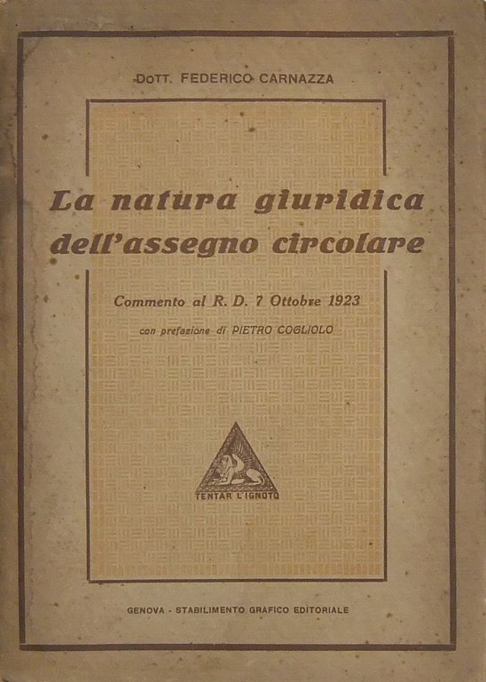 La natura giuridica dell'assegno circolare. Commento al R.D. 7 ottobre … | Immagine Gallery 2