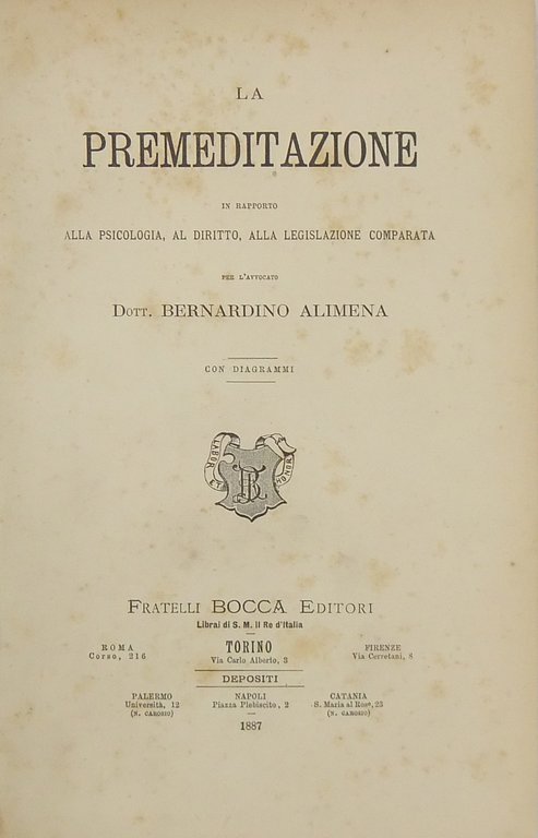 La premeditazione in rapporto alla psicologia al diritto alla legislazione … | Immagine Gallery 2