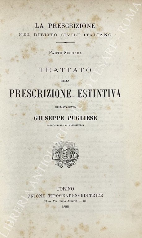 La prescrizione nel diritto civile italiano. Parte II - Trattato … | Immagine Gallery 2