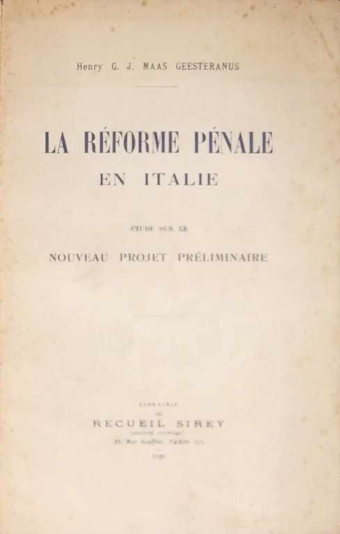La Reforme penale en Italie. Etude sur le nouveau projet … | Immagine Gallery 2
