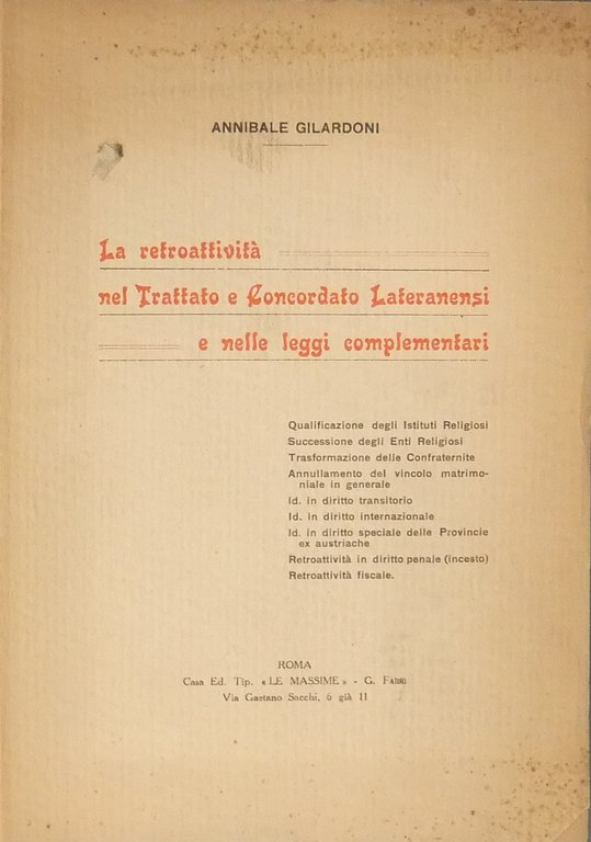 La retroattività nel Trattato e Concordato Lateranensi e nelle leggi … | Immagine Gallery 2
