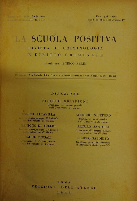 La Scuola Positiva. Rivista di criminologia e diritto criminale. Nuova … | Immagine Gallery 2