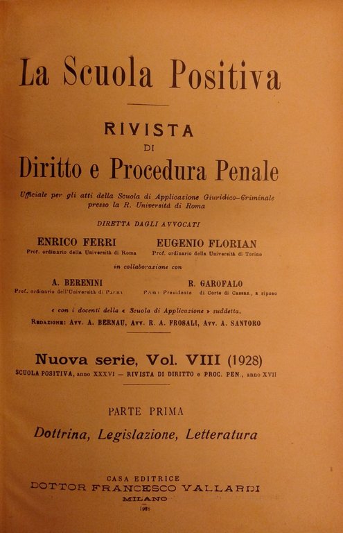 La Scuola Positiva. Rivista di diritto e procedura penale. Nuova … | Immagine Gallery 2