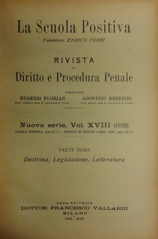 La Scuola Positiva. Rivista di diritto e procedura penale. Nuova … | Immagine Gallery 2