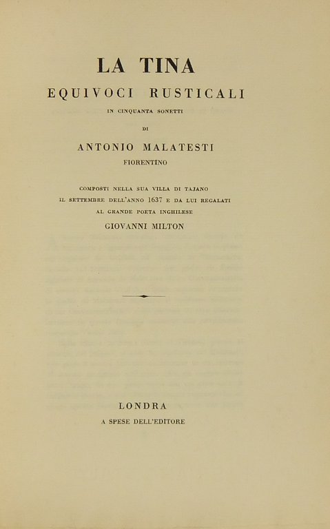 La Tina. Equivoci rusticali in cinquanta sonetti. Composti nella sua … | Immagine Gallery 2