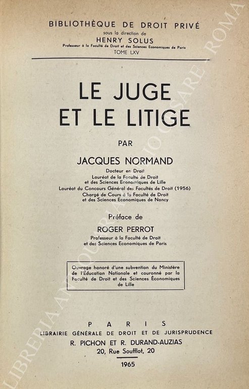 Le juge et le litige. Preface de Roger Perrot | Immagine Gallery 2
