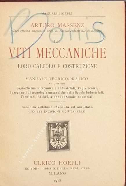 Le viti meccaniche. Loro calcolo e costruzione. Con 111 incisioni … | Immagine Gallery 2