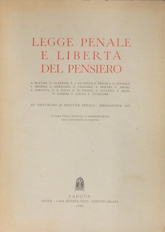 Legge penale e libertà del pensiero. III Convegno di diritto … | Immagine Gallery 2