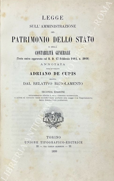 Legge sull'amministrazione del patrimonio dello Stato e sulla contabilità generale … | Immagine Gallery 2