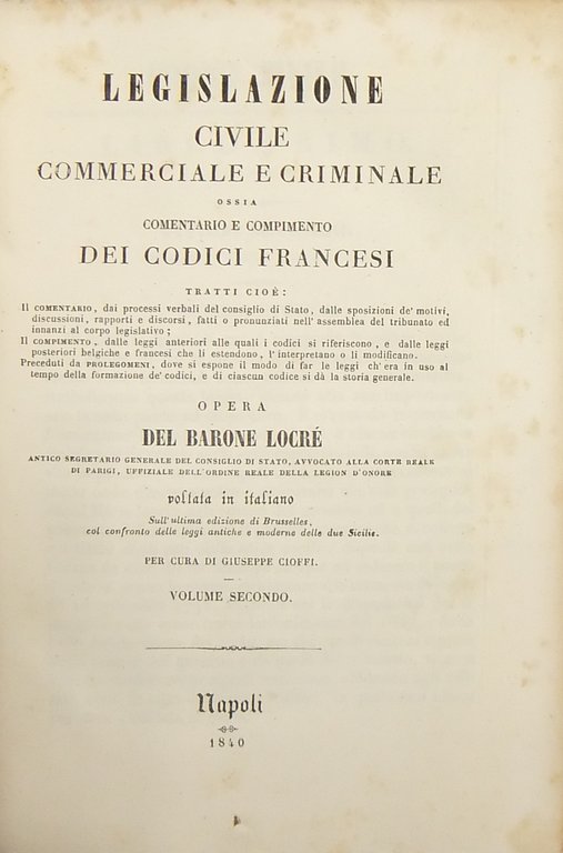 Legislazione civile commerciale e criminale. Vol. II - Codice Civile. … | Immagine Gallery 2