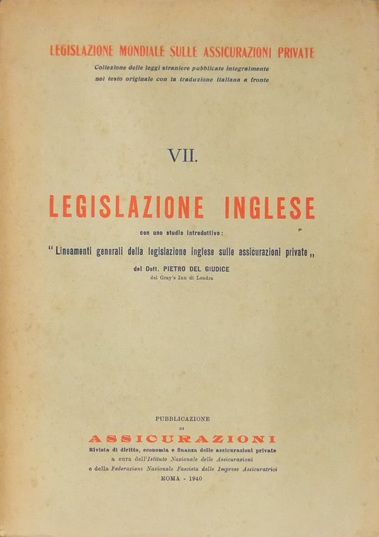 Legislazione mondiale sulle assicurazioni private Vol. VII - Legislazione inglese. … | Immagine Gallery 2