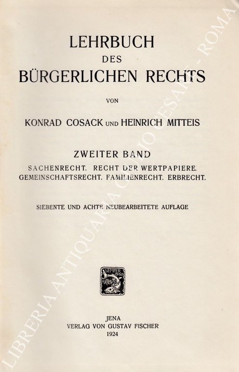 Lehrbuch des burgerlichen rechts. Zweiter band. Sachenrecht. Recht der wertpapiere. … | Immagine Gallery 2