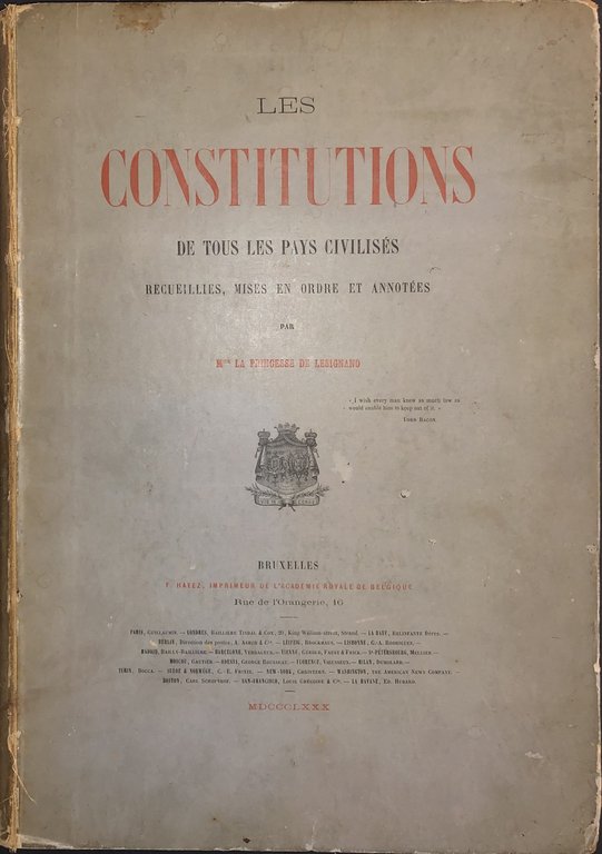 Les Constitutions de tous les pays civilises recueillies, mises en … | Immagine Gallery 2
