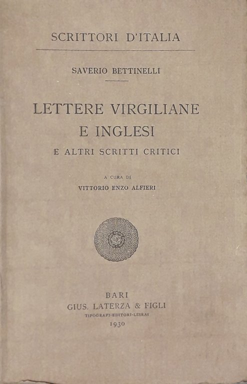 Lettere virgiliane e inglesi. A cura di Vittorio Enzo Alfieri | Immagine Gallery 2