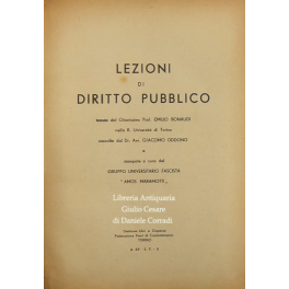 Lezioni di diritto pubblico. Raccolte dal Dr. Avv. Giacomo Oddono …