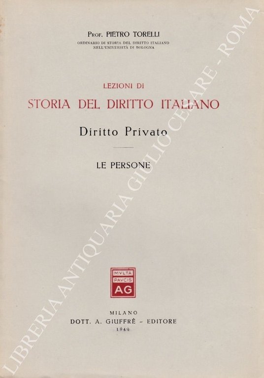 Lezioni di storia del diritto italiano. Diritto Privato. Le persone | Immagine Gallery 2