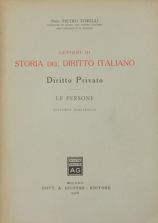 Lezioni di storia del diritto italiano. Diritto Privato. Le persone | Immagine Gallery 2