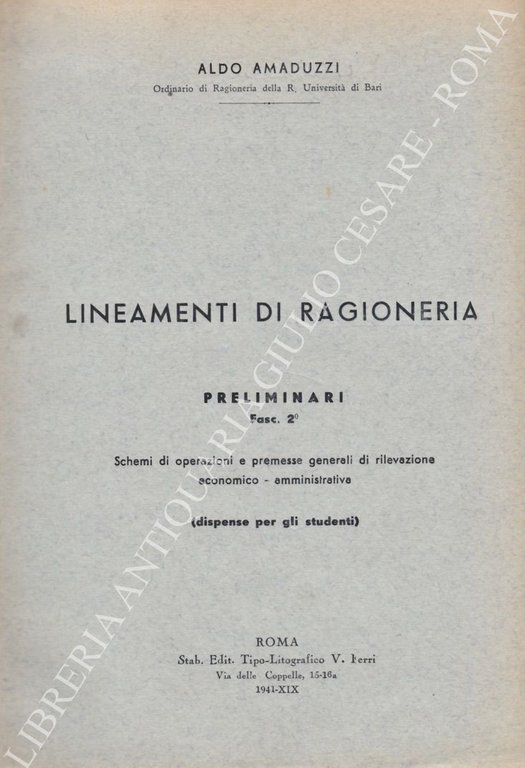 Lineamenti di ragioneria. Preliminari Fasc. 2°. Schemi di operazioni e … | Immagine Gallery 2