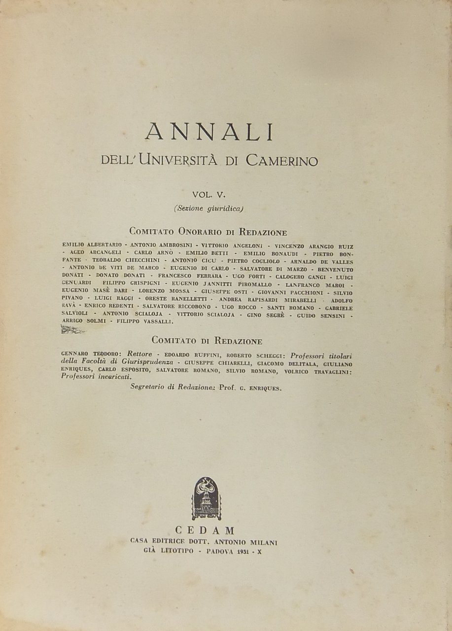 Lo spazio atmosferico nel diritto internazionale (Enriques). Appunti sul pegno … | Immagine principale