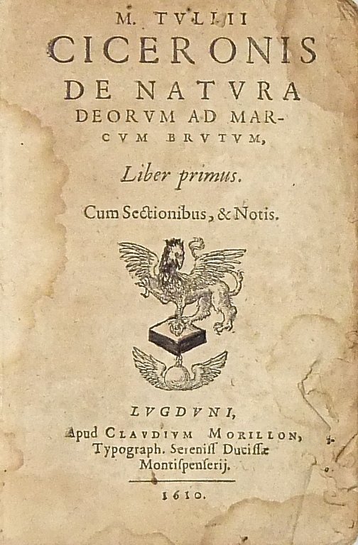 M. Tullii Ciceronis De natura deorum ad Marcum Brutum. UNITO … | Immagine Gallery 2