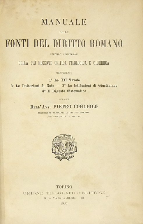 Manuale delle fonti del diritto romano secondo i risultati della … | Immagine Gallery 2