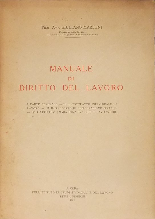 Manuale di diritto del lavoro. I - Parte generale; II … | Immagine Gallery 2