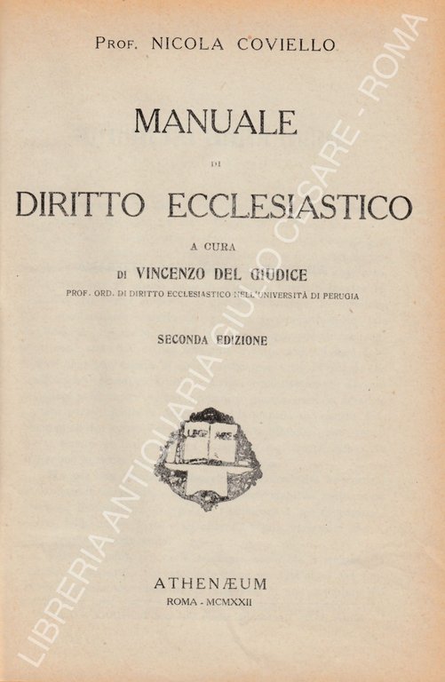 Manuale di diritto ecclesiastico. A cura di Vincenzo Del Giudice. … | Immagine Gallery 2