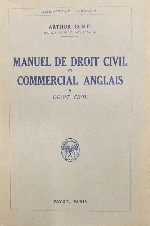 Manuel de droit civil et commercial anglais. Vol. I - … | Immagine Gallery 2