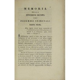 Memoria sulla istruzione segreta dei processi criminali