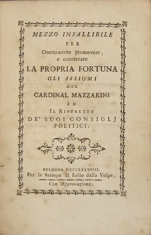 Mezzo infallibile per onestamente promuovere, e conservare la propria fortuna. … | Immagine Gallery 2