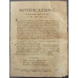 Notificazione. Deputazione degli alloggi. Denuncia degli alloggi ancora occupati dagli …