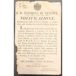 Notificazione. I. R. Governo di Venezia. Cessazione dei contratti di …