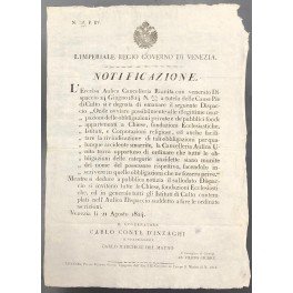 Notificazione. Imperiale Regio Governo di Venezia. Dispaccio per evitare le …