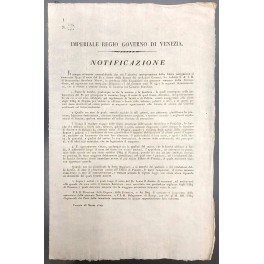 Notificazione. Imperiale Regio Governo di Venezia. Il Vicerè in accordo … | Immagine Gallery 1