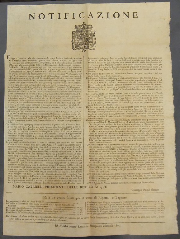 Notificazione. Nuovi provvedimenti sul prezzo di fascine, legna e carbone, … | Immagine Gallery 2