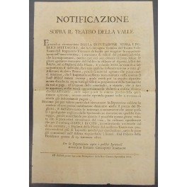 Notificazione. Sopra il Teatro della Valle. Multa all'impresario per la …